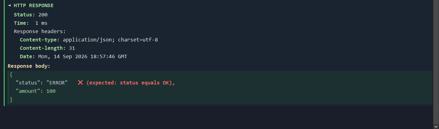 Actual detailed HTTP run report with rules next to the checked values. Open the screenshot to see the full run screen.